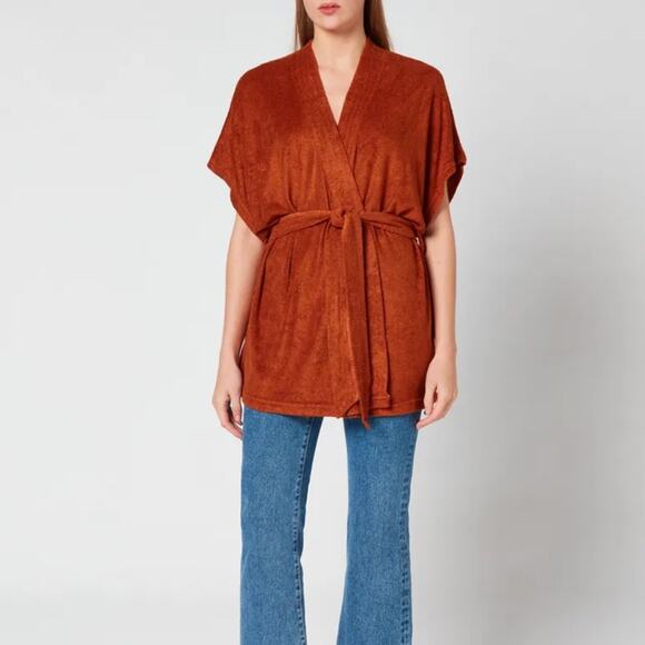 Simon Miller Terry Kimono Wrap Brown Medium New - Picture 1 of 9